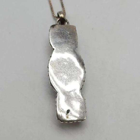 Sterling Silver Pendant Necklace With Blue Larimar Pink Rhodochrosite Stones - Picture 3 of 8